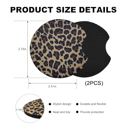 2PCS Posavasos para Portavasos de Auto con Diseño Leopardo miniatura 2