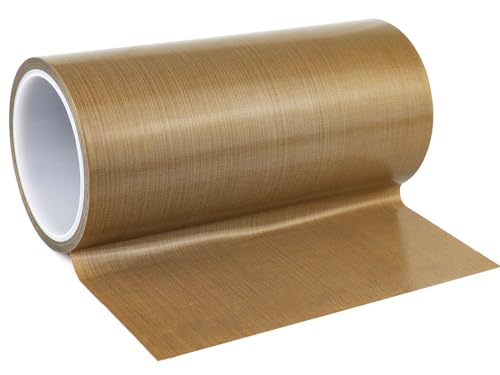 Image of BOMEI PACK PTFE Glass Cloth Tape 6.3mil x 8 inchx 33 ft High Temperature PTFE Tape Abrasion Resistant Surface Protection for Vacuum Sealer Machine, Hand Impulse Sealers Insulation Coated