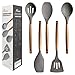 Miusco 5 Piece Silicone Cooking Utensil Set with Natural Acacia Hard Wood Handle