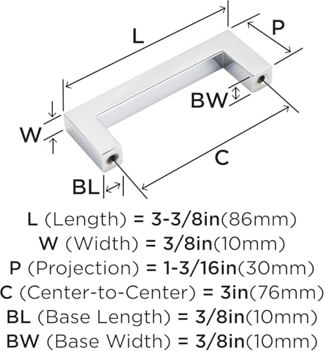 Image of Amerock | Cabinet Pull | Polished Chrome | 3 inch (76 mm) Center to Center | Monument | 1 Pack | Drawer Pull | Drawer Handle | Cabinet Hardware