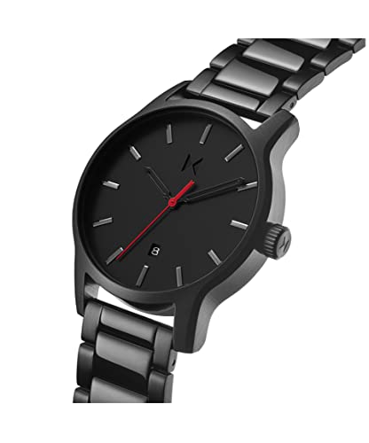 Image of MVMT Stainless Steel Classic Ii Qtz Basic Calendar Black Round Dial Men's Analog Watch|Ionic Plated Black Steel Material|Black Color Band - 28000313-D