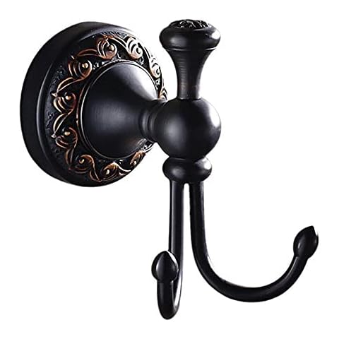 Weare Home Brass Double Towel Hook, Oil Rubbed Bronze Robe Hooks Wall Door Coat Clothes Bathroom Bath Hooks Cover