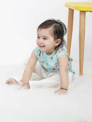 Image of POLKA TOTS Pure Cotton New Born Dress | Ultra-Soft, Breathable & Lightweight Sleeveless Jhabla Pant Set for Baby Boys & Girls | Baby Summer Clothes | Traditional Jabla & Pyjama Set for Newborns