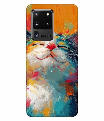 Image of Printed Hard Back Case Cover & Compatible for Samsung Galaxy S20 Ultra | Cat Painting Art (Multicolor) - D1191