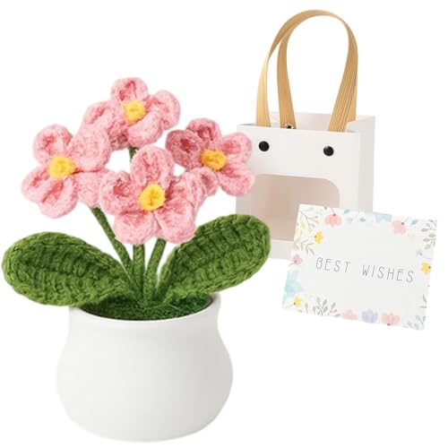 LMJOPYQ Gehäkelte Blumen Häkelblumen Gestrickte Blumen Geeignet für die Dekoration von Regalen Schreibtisch und Wohnzimmer