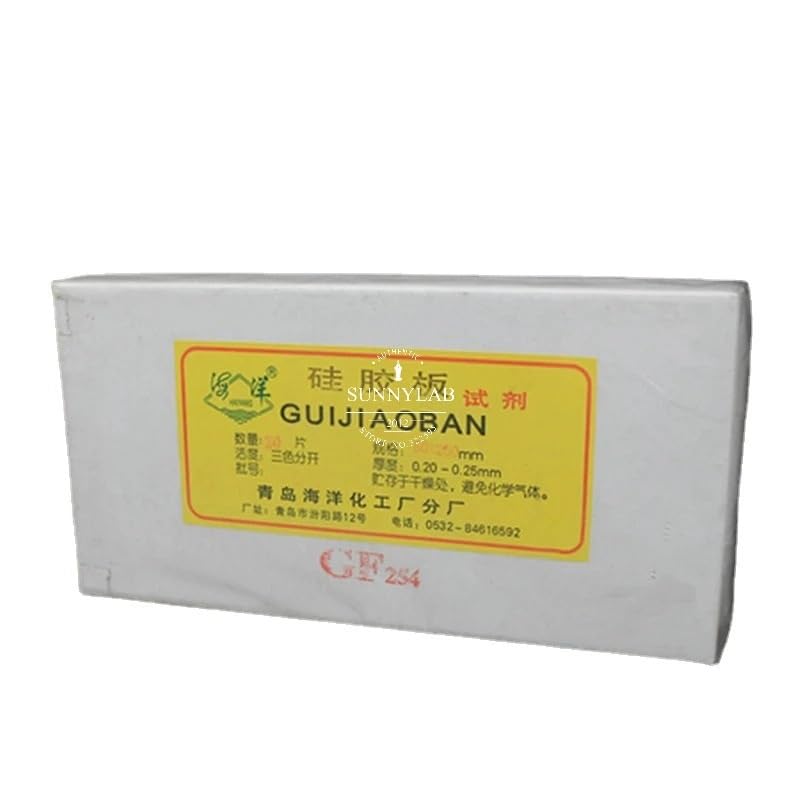 Placa de Gel de sílice for cromatografía en capa fina Lab GF254, losa de vidrio TLC que contiene placa de Gel de sílice for desarrollo de Color fluorescente(50x150mm 20pcs)