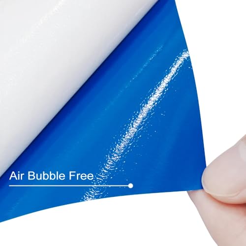 Image of LZLRUN High Gloss Vinyl Realistic Paint Wrap Roll Car Sticker Film Decal Bubble Free Come with Installation Tool Set (Blue, 1ft x 5ft)