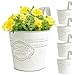 BOOMTOP 5 Stück Metall Blumentopf Hängend Weiß Blumentöfpe mit Abnehmbar Haken Hängetöpfe für Pflanzen Blumen Hängetopf zum Aufhängen für Balkon Garten Wand Terrasse Innen Außen 14x15x11,5cm