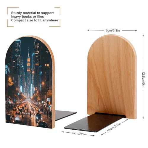 Sujetalibros de madera moderno y resistente con base de metal antideslizante 3