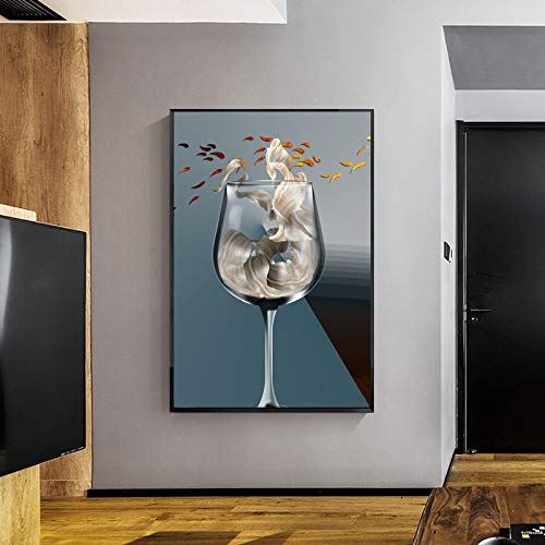 Toile Peinture Moderne verre à vin pour célébrer l'art de vivre et le partage 50x70