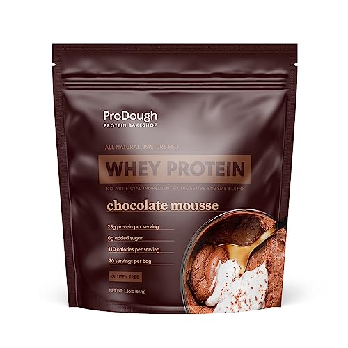 ProDough Gourmet Whey Isolate Hydrolized Protein Powder for Shake Mix- Easy Digest Enzyme Blend, 25g Protein per Serving, Natural Ingredients, Gluten Free, Keto Friendly (Chocolate Mousse)