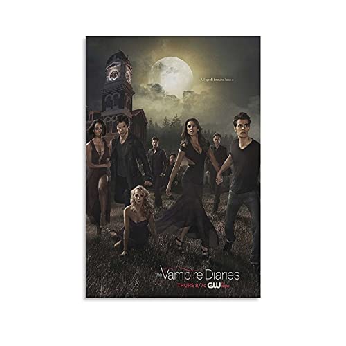 GNKIO TV Show Character The Vampire Diaries TVD Stefan Damon Elena Poster 4 toiles Art Poster Art et Mur Image Impression Moderne Famille Chambre Décor Poster 12 x 18 (30 x 45 cm)