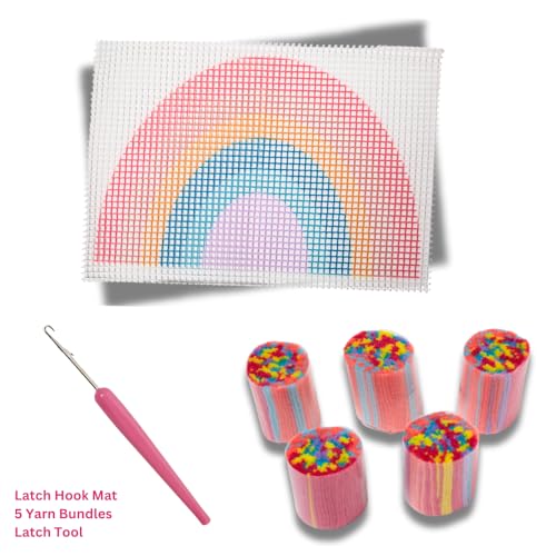 Image of Innovative Designs Create N' Style DIY Rainbow Latch Hook Kit, Girls Arts & Crafts Set, Fun Craft Activity Kit for Kids Age 6+