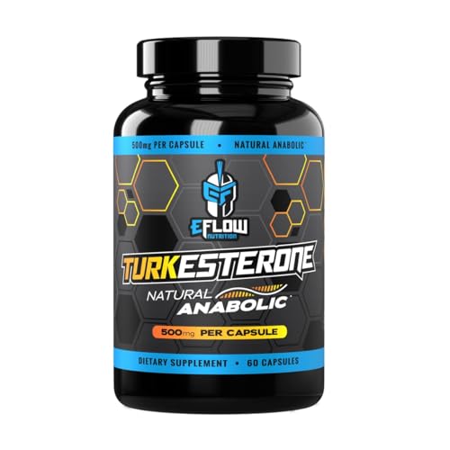 eFlow Nutrition Turkesterone Supplement for Men [Highest Purity] + Cyclodextrin for High Absorption - Increase Stamina Lean Muscle Growth & Recovery Boosts Drive - 3rd Party Tested (60 Capsules)
