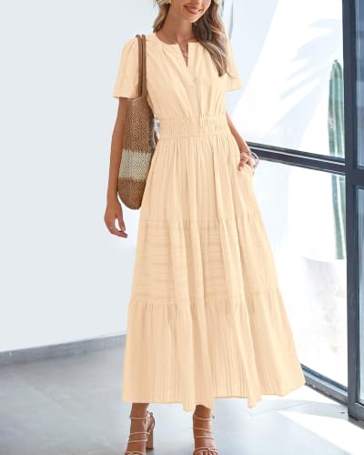 BTFBM Womens Summer 2026 Casual Maxi Dresses Lightweight Short Sleeve Dress - image 2
