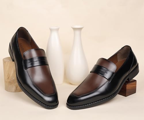 Image of LOUIS STITCH Men's Formal Shoes - Leatherette, Breathable Lining, Moccasins Style | Comfortable for Business, Casual, Parties | Double Tone Finishing (SXMCDS)
