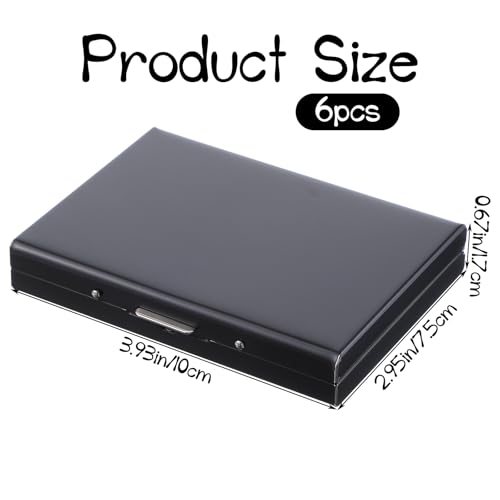 6 Pcs Stainless Steel Credit Card Holder Metal RFID Blocking Case Protector Metal ID Card Wallet with 10 Slot for Men Women Gift Box (Black)2