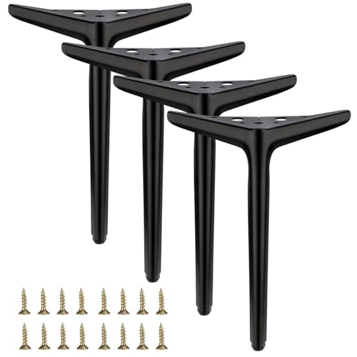Smaxcn 9.8 inch/25cm Matte Black Metal Furniture Legs Set of