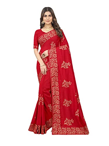 Sari en soie semi-cousu rouge tenue de mariage traditionnel chic
