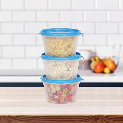 Image of Cutting EDGE Nesterware 750ml Stackable Food Container (Set of 3, Blue) | BPA-free plastic, stackable design, leak-proof, kitchen storage, pantry, fridge, meal prep, reusable, travel use