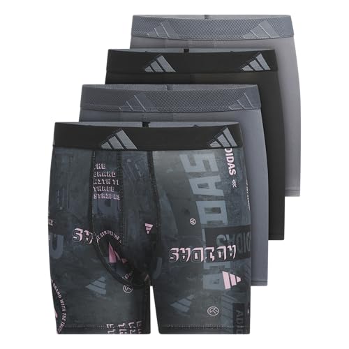 Image of adidas youth Performance Microfiber Boxer Briefs (4-pack Or 3-pack) Kids Graphic Underwear