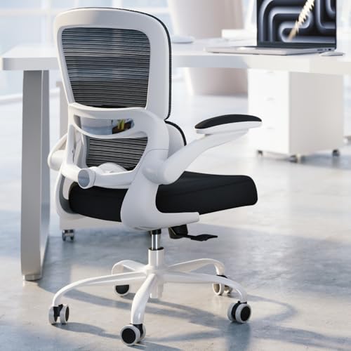 TRALT Office Chair - Ergonomic Desk Chair with Adjustable Lumbar Support, Mesh Computer Chair, Executive Chairs for Home Office Comfortable Lumbar Support (White+Black)