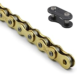 Candado Fixie Kartell Singlespeed Cadena de bicicleta de 1/2'' x 1/8'' con candado de cadena para cambio de buje, Fixie, BMX, Dirt Jumping, 112 eslabones, color dorado