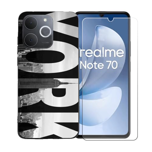 �pGYDQQKJ�P�[�X Realme Note 70T + �����K���X�X�N���[���ی�t�B���� �A���ȃ\�t�g�V���R���P�[�X�ی�TPU�J�o�[�̃P�[�X�J�o�[ �p�� (6.74") - BST5