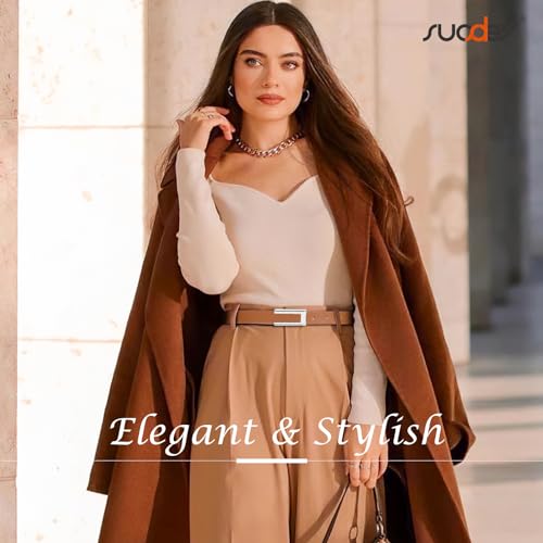 SUOSDEY Women Skinny Leather Belts for Dress Jeans Belt for Women with Gold Buckle2