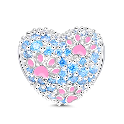 Image of GNOCE Pet Dog Bead Charm for Women,Silver Charms Necklace Bracelet for Her, Jewelry Gift