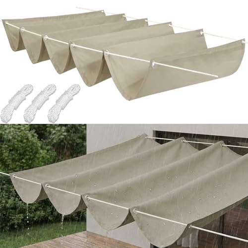 Voile d'ombrage rétractable wave 250 x 920 cm bâche solaire pergola kaki