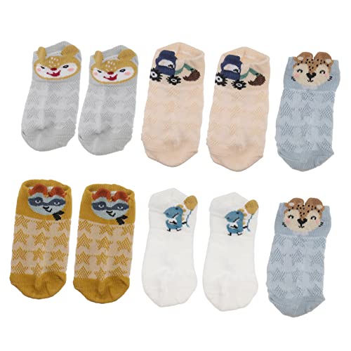 ZUNOXAZ 5 Calcetines para Niña de Malla Transpirable Algodón Suave Cómodo con Dibujos Animados para Niña Primavera Verano