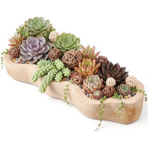 Nuogo 19 Inch Wooden Wavy Edge Dough Bowl Supplies, Color of Wood