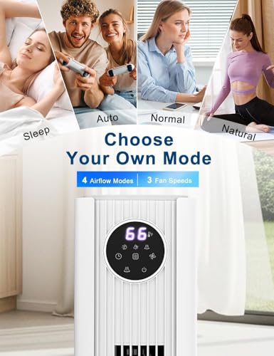 Image of Antarctic Star 36 inch Tower Fan for Bedroom, 85 Oscillating Standing Floor Fan, 3 Speeds 2 Modes, 23 ft /s High Velocity, 12H Timer with Remote, Portable Cooling Fan Living Room Office, White
