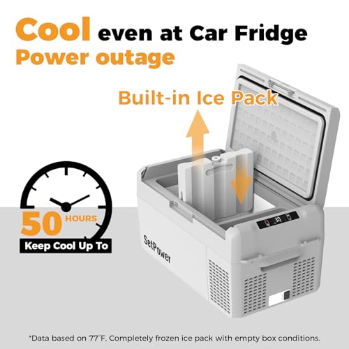 Image of Setpower 12V Refrigerator 50 Hours Backup Cooling 21 Quart 12V Coolers for Vehicles Portable Freezer for Travel Car Fridge Electric Cooler for Car Camping Truck Van RV SUV Road Trip (RF20,Grey)