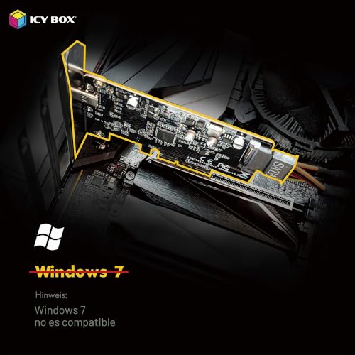 Tarjeta PCIe USB-C 3.2 Gen 2x2 ICY BOX IB-PCI1901-C32 de 20 Gbps para PC 7