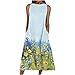 MRGIINR Vestido de verano para mujer, estilo vintage, estampado con cuello barco, tienda de campaña con vuelo hasta la pantorrilla, acampanado, vestido diario sin mangas, A01#Celeste, XL