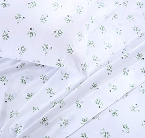 Image of Stone Cottage - Full Sheets, Cotton Percale Bedding Set, Crisp & Cool Ideal Bedding Set (Green Sketchy Ditsy, Full)