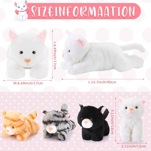 Image of Skylety 5 Pieces Cat Stuffed Animal with Babies Inside Belly Plush Cat Pregnant Mommy Kitty with 4 Cute Fluffy Stuffed Kittens Christmas Birthday Surprise Gifts(White)