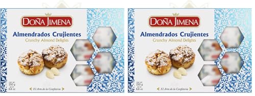 DOÑA JIMENA - Almendrados Crujientes, Calidad Suprema, Típico Dulce Navideño, Sabor auténtico, Para disfrutar, Receta Artesanal, 250g (Paquete de 2)