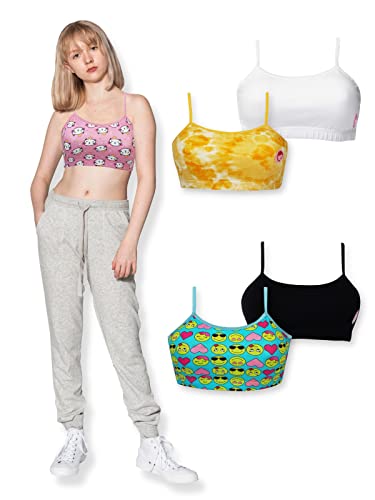 D'chica Cotton Girls Crop Cami Bralette Training Bras With Adjustable Straps & Single Front Layering For Teens - Pack Of 5 #TOP1