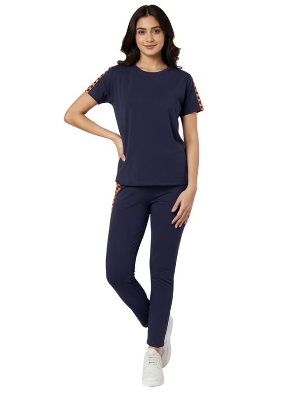 de trendz Women's Cotton Lycra Blend Checkered Print On Sleeves Tracksuit | Co-ord Set For Women| Track Suit Set For Women-picture-24