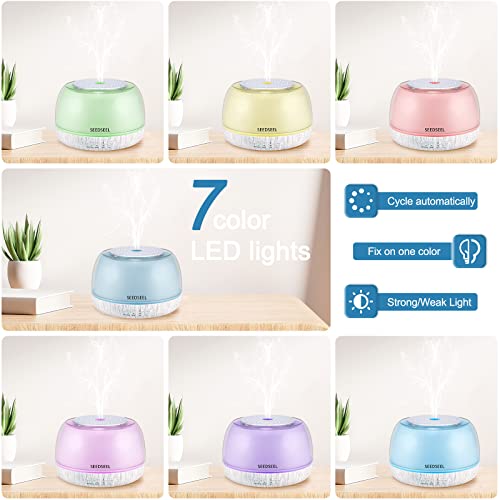 Seedseel Ultrasonic Essential Oil Diffuser, 300Ml Aromatherapy Diffuser With Usb-C Power Cord, Remote Control, Home Aromatherapy Air Diffuser With 7 Colors Led Light #TOP6