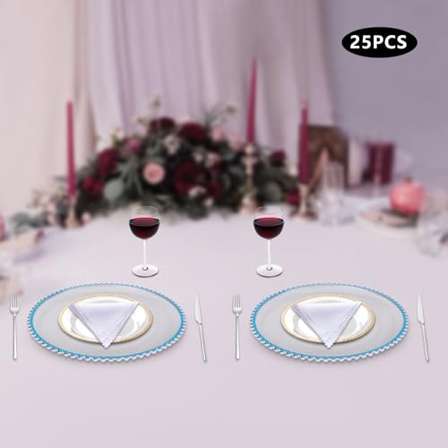 25 platos cargadores azules 12.6 pulg con borde con cuentas miniatura 4