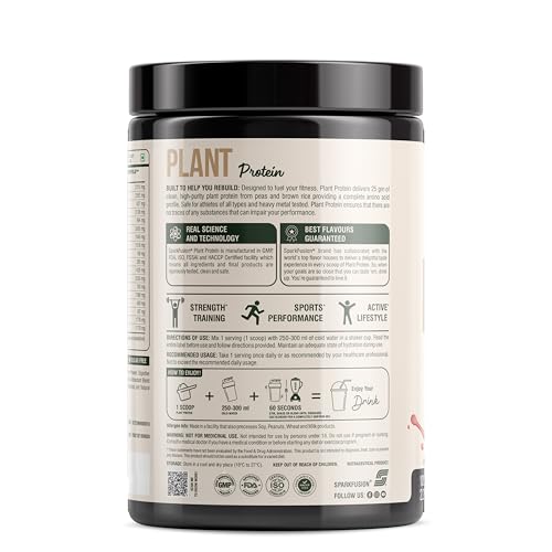 Image of Sparkfusion Plant Protein Powder Organic Isolated Pea & Brown Rice Protein 25 gm Protein Easy To Digest Triple| Zesty Watermelon Flavour 1 kg