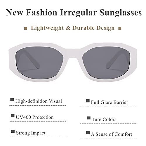 LASPOR Irregular Sunglasses for Women Men Trendy Retro Vintage Rectangle Glasses Hexagon Shades Driving UV400 Protection4
