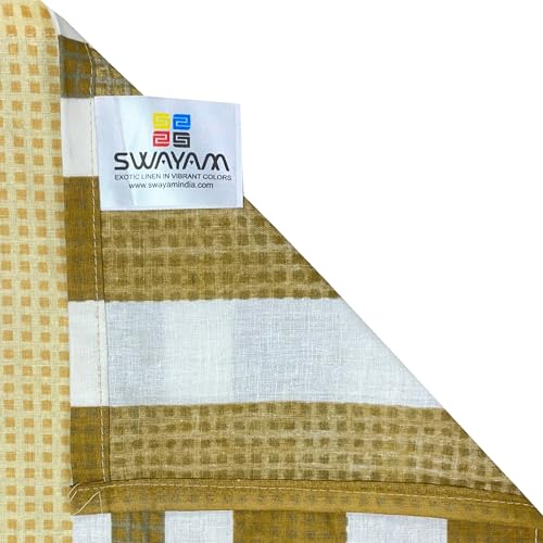 Image of Swayam 100% Cotton Double Bedsheet with 2 Pillow Covers | Size 90 x 100 inch | 144 TC | Striped Design | Soft Breathable Bed Sheet | Comfortable & Durable for Bedroom - Yellow & Green