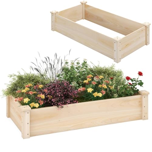 TANGZON Raised Garden Bed, Open-ended, 120 x 60 x 25 cm