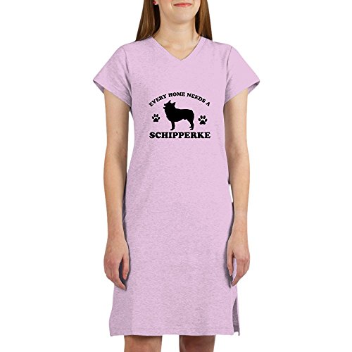 CafePress Every Home Needs A Schipperke Women's Nightshirt, Soft Long Pajama Shirt, Cotton PJs/Pyjamas Pink
