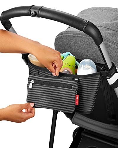 Organizador para Carrinho de Bebê Listrado Preto e Cinza, Skip Hop, Preto e Cinza